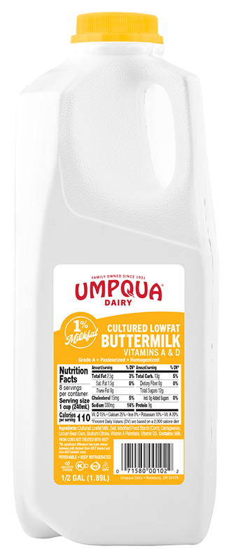Umpqua Dairy Cultured Lowfat Buttermilk - Half Gallon Size
