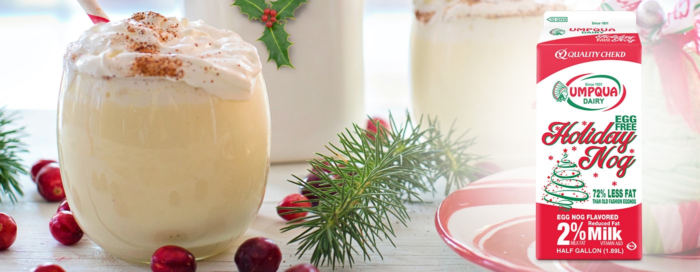 eggnog header - glass of eggnog with carton